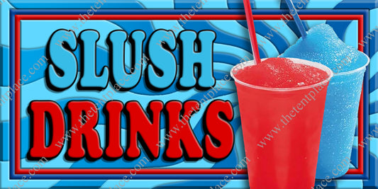 Slush Drinks Red And Blue Signs - Drinks